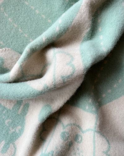 Organic Wool Blanket Green Balloons