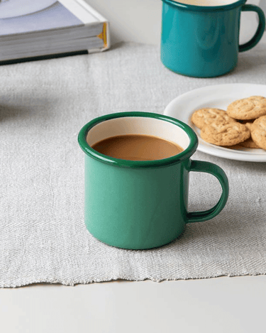 Light Green Enamel Cup with Handle