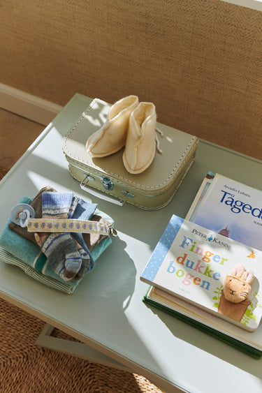 Pacifier Clip Checked with Purple Flowers