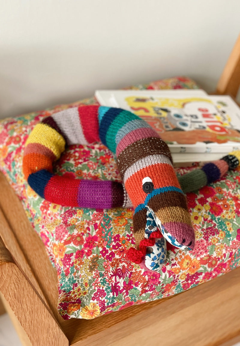Handmade Knitted Snake with Liberty Details