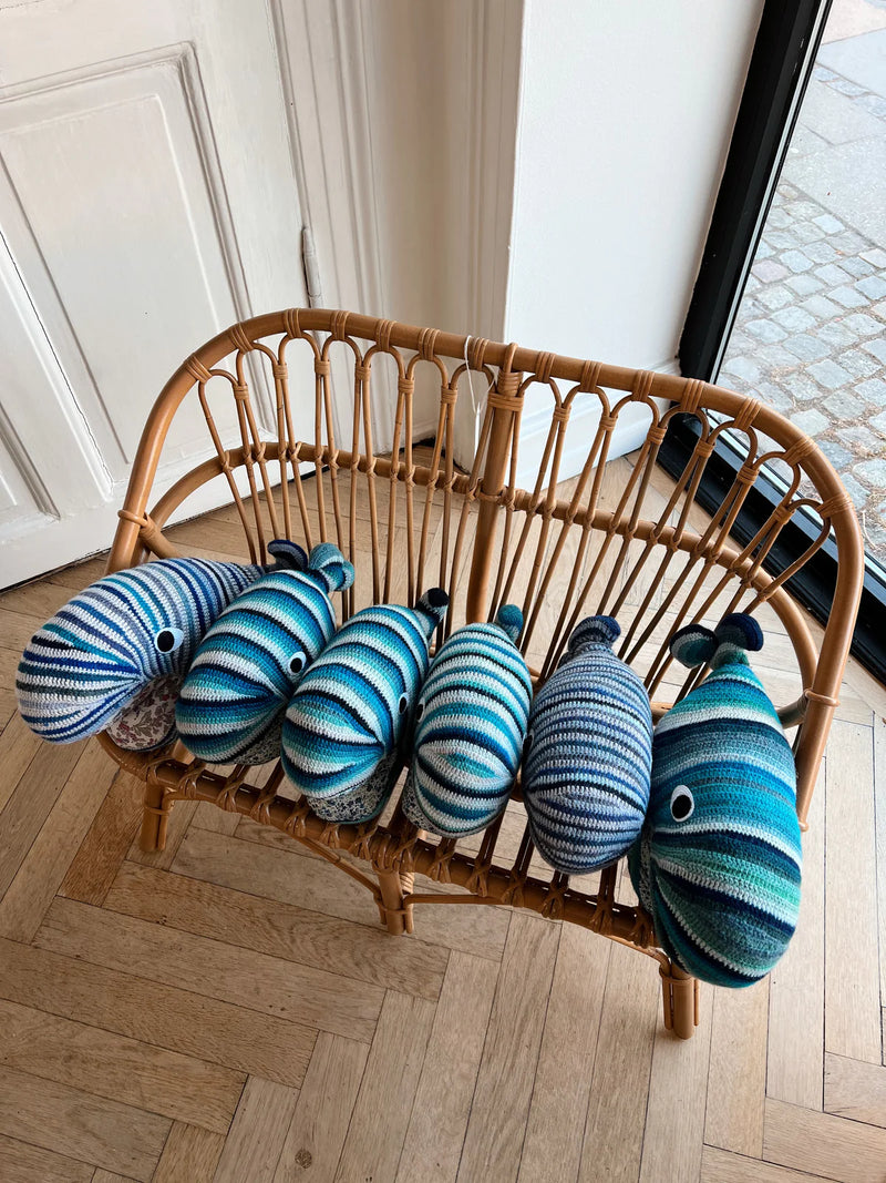 Handmade Knitted Whale with Liberty Details