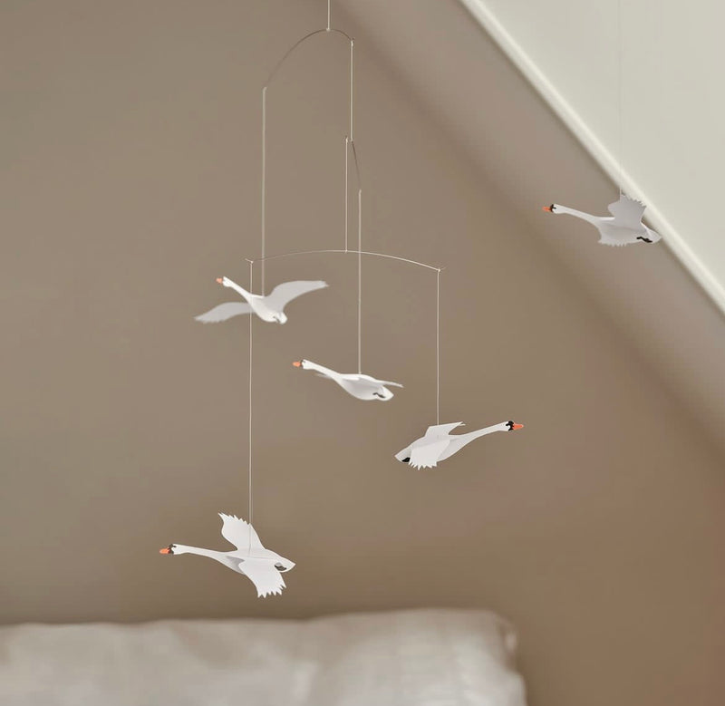 Handmade Mobile, Scandinavian Swans