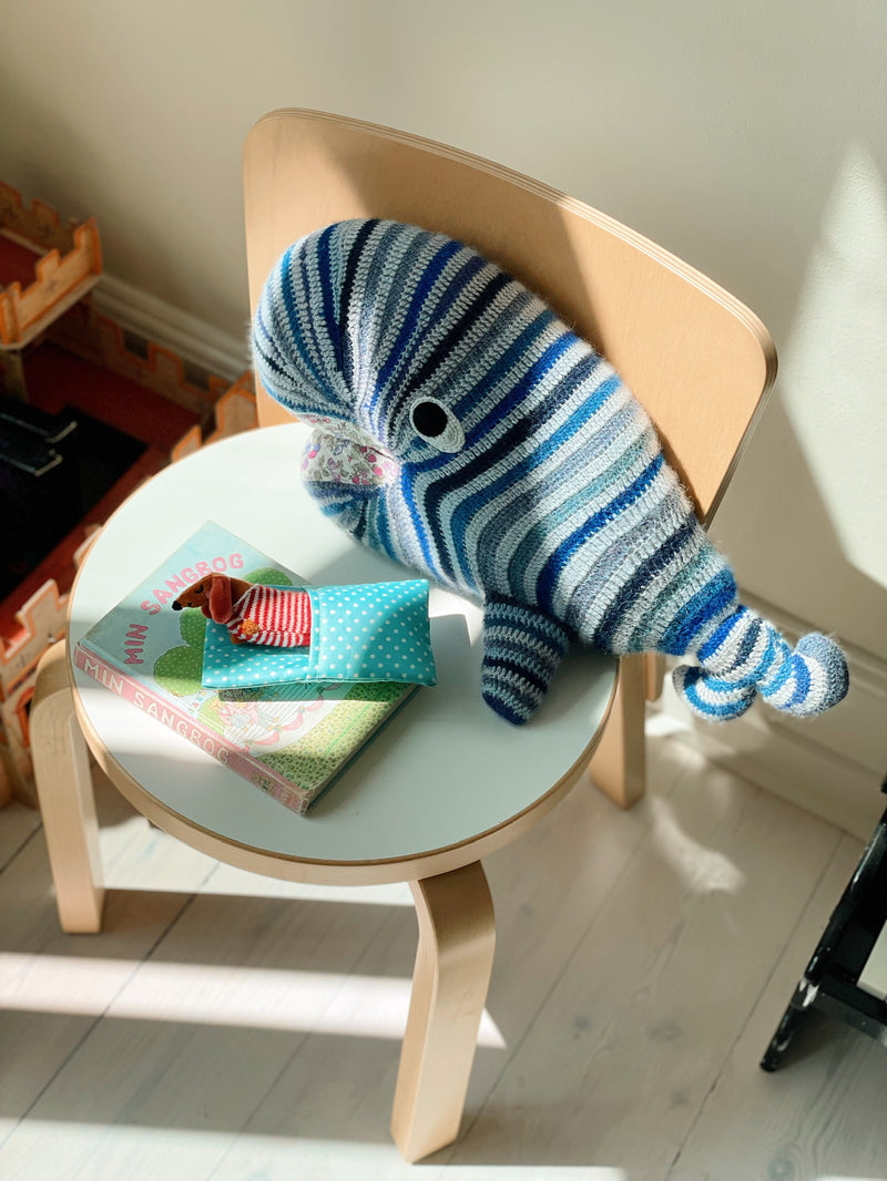 Handmade Knitted Whale with Liberty Details