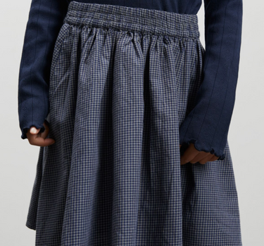 Flora Skirt, Blue/Grey Check